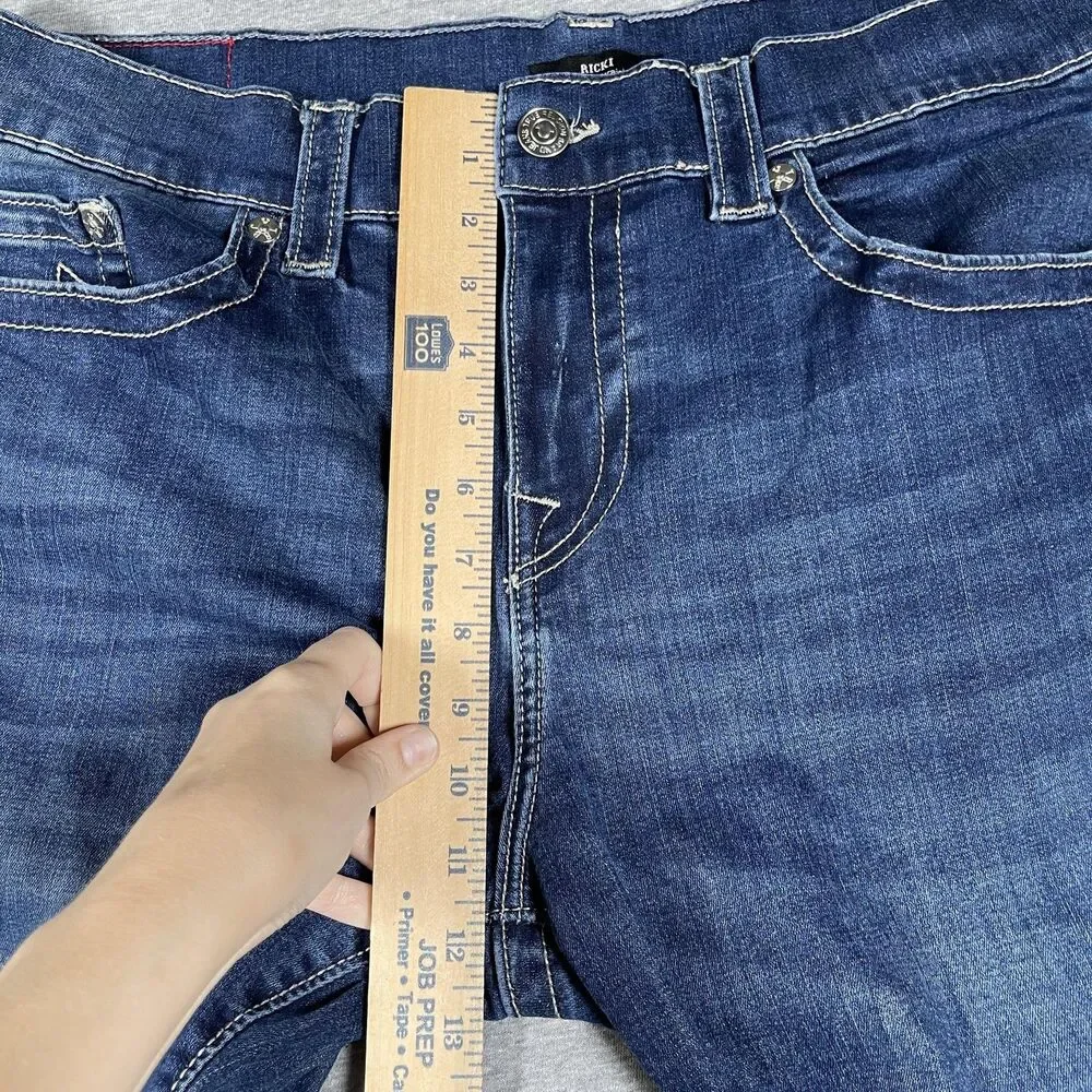 True Religion Jeans Mens 34 Blue Medium Wash Ricki Relaxed Straight Casual